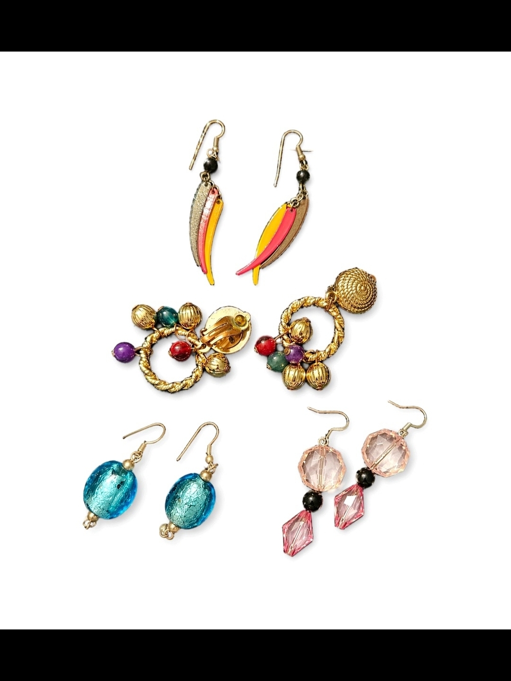 Source Unknown Gold-Tone Multicolor Women’s Earring Set